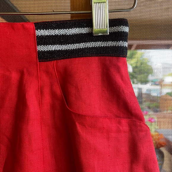 Red Linen Joseph Ho Skirt sz 8 - Picture 7 of 8